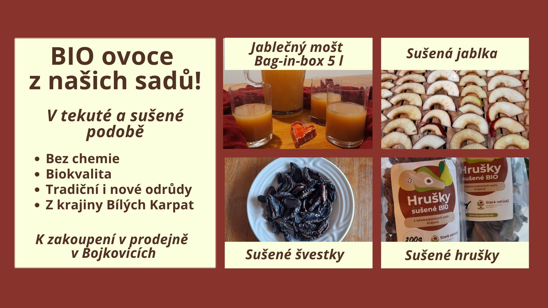 bio sušené ovoce mošty